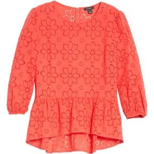 Halogen Peplum Eyelet Top